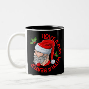 Ich liebe einen Mann mit einem Bart Hipster Weihna Zweifarbige Tasse