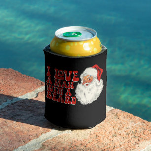 Ich liebe einen Mann mit einem Bart Santa Weihnach Dosenkühler