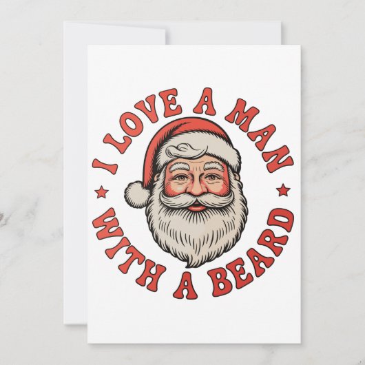 Ich liebe einen Mann mit einem Bart Weihnachtsmann Einladung (Vorderseite)
