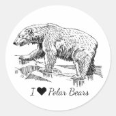 Ich liebe Eisbären Runder Aufkleber (Vorderseite)