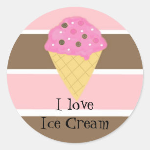Ich liebe Eiscreme Runder Aufkleber