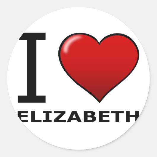 ICH LIEBE ELIZABETH, NJ - NEW JERSEY RUNDER AUFKLEBER (Vorderseite)