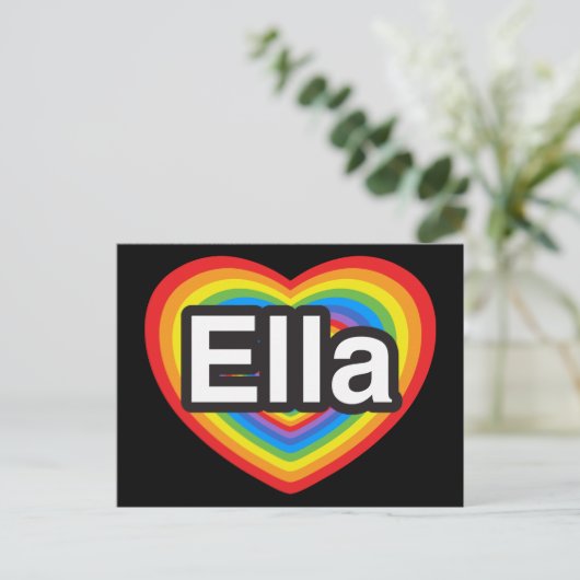 Ich Liebe Ella. Ich Liebe dir Ella. Herz Postkarte (Stehend Vorderseite)