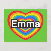 Ich Liebe Emma. Ich Liebe dir Emma. Herz Postkarte (Vorderseite)