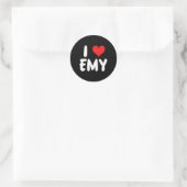 Ich liebe Emy - Herz - Name Runder Aufkleber (Tasche)