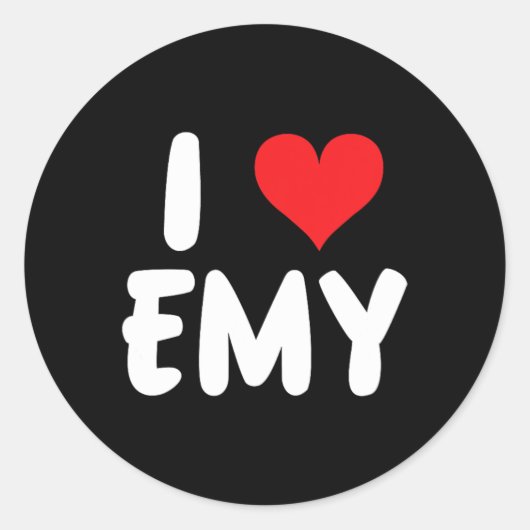 Ich liebe Emy - Herz - Name Runder Aufkleber (Vorderseite)