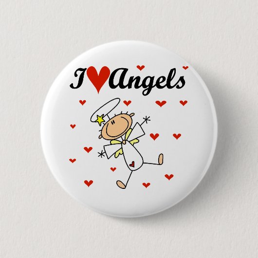 Ich liebe Engel T-Shirts und Geschenke Button (Vorderseite)