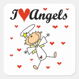 Ich liebe Engel T-Shirts und Geschenke Quadratischer Aufkleber