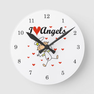 Ich liebe Engel T-Shirts und Geschenke Runde Wanduhr