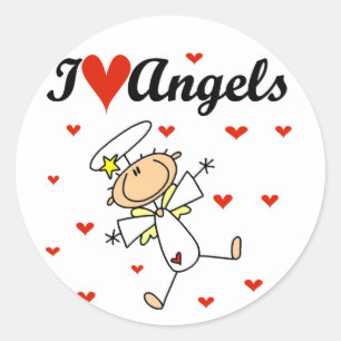 Ich liebe Engel T-Shirts und Geschenke Runder Aufkleber