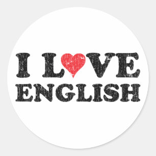 Ich Liebe Englisch Runder Aufkleber