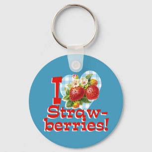 Ich liebe Erdbeeren Schlüsselanhänger