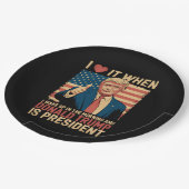 Ich Liebe es, als ich Weckte und Trump Präsident i Pappteller (Schrägansicht)