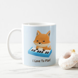 Ich liebe es, Cute Fox auf dem Klavier Kids Becher Kaffeetasse