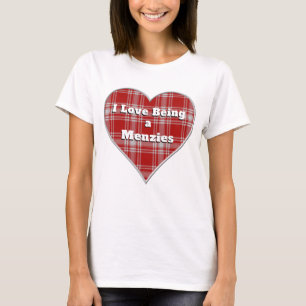 Ich liebe es, ein rotes Tartan-Karo-Herz des Clans T-Shirt