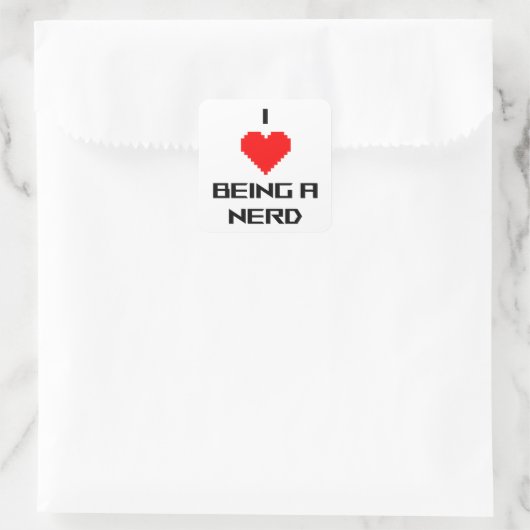 Ich liebe es, nerdig zu sein quadratischer aufkleber (Tasche)