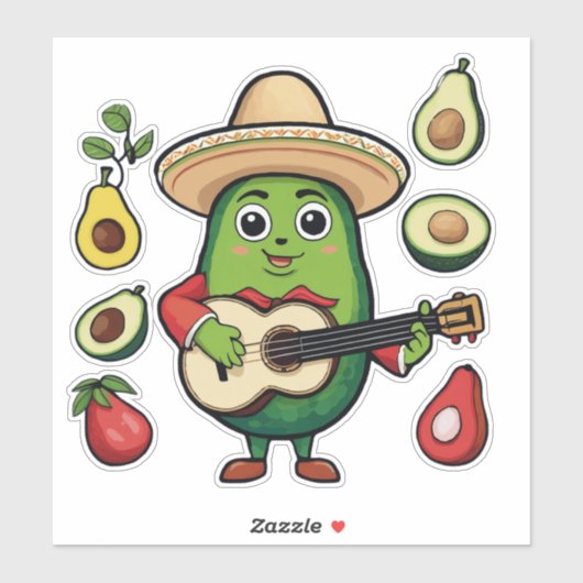 Ich Liebe esse Avocado Aufkleber (Blatt)