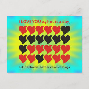 Ich LIEBE EUCH 24 Stunden am Tag Gelber Zyanstra Postkarte