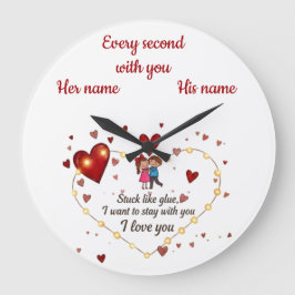 Ich liebe euch Personalisiert für Paar-Ästhetik Große Wanduhr