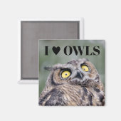 Ich liebe Eulen Magnet (Vorderseite/Rückseite)