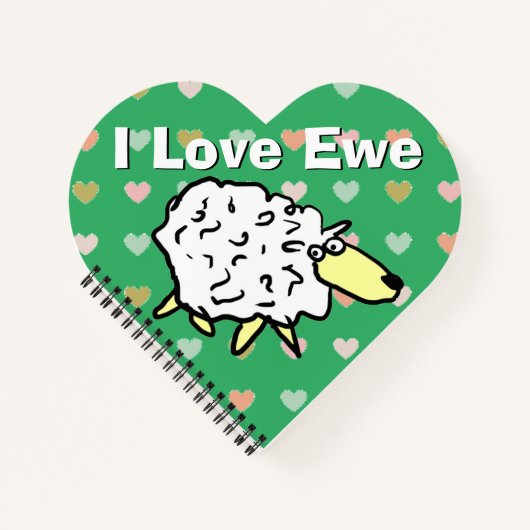 Ich Liebe Ewe. Funny Sheep Image & Liebe You Messa Notizblock (Vorderseite)