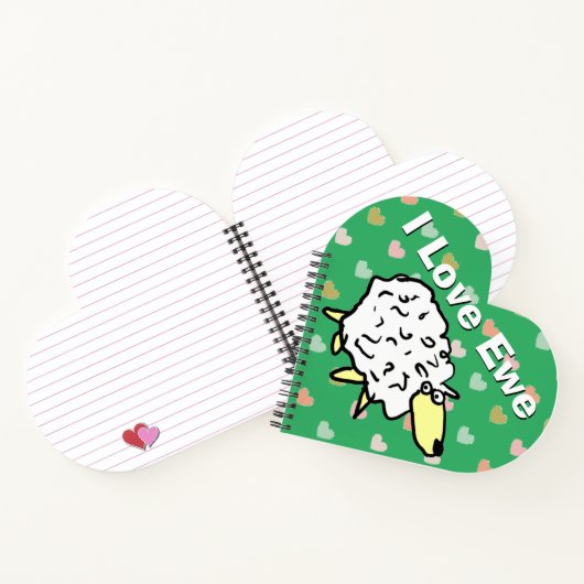 Ich Liebe Ewe. Funny Sheep Image & Liebe You Messa Notizblock (Innenseite)