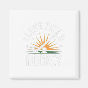 Ich liebe Feldhockey Sunburst Sportgeist Magnet
