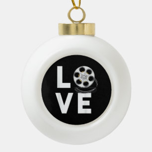 Ich liebe Filme Filmfan Kinofan Alte Film Fa Keramik Kugel-Ornament