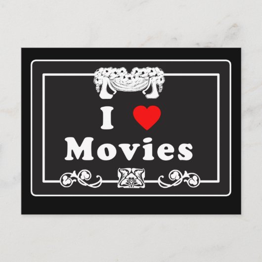 Ich Liebe Filme mit Silent Movie Flair Postkarte (Vorderseite)