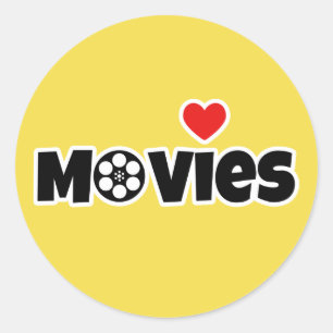 Ich Liebe Filme Runder Aufkleber