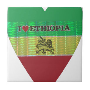 Ich liebe Flagge - Liebe Äthiopien Rot Golden Gr Fliese