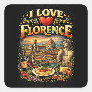 Ich liebe Florenz Quadratischer Aufkleber