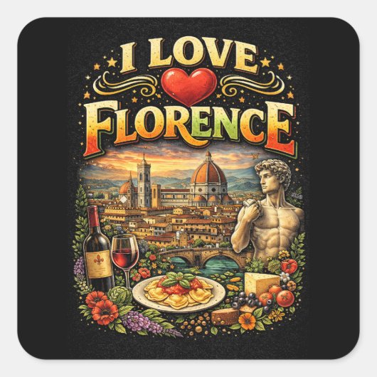 Ich liebe Florenz Quadratischer Aufkleber (Vorderseite)