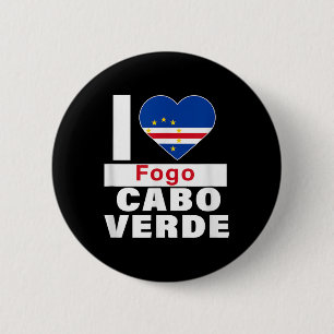 Ich liebe Fogo Cabo Verde mit Kap Verde Flagge Her Button