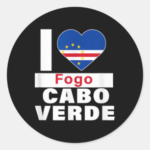 Ich liebe Fogo Cabo Verde mit Kap Verde Flagge Her Runder Aufkleber