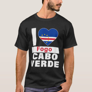 Ich liebe Fogo Cabo Verde mit Kap Verde Flagge Her T-Shirt