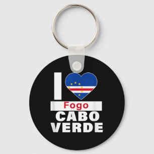 Ich liebe Fogo Cabo Verde mit kapverdischen Flagge Schlüsselanhänger