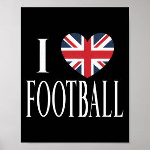Ich liebe Footbyll Großbritannien Flagge Herz Fußb Poster