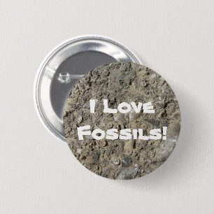 Ich liebe Fossilien! (Fossilien-Hash-Print) Button