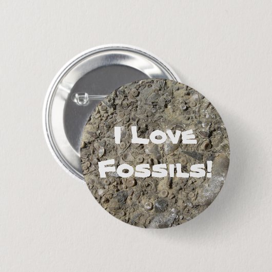 Ich liebe Fossilien! (Fossilien-Hash-Print) Button (Vorne & Hinten)