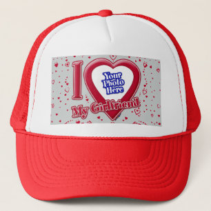 Ich Liebe Foto meiner Freundin Red Hearts Gray Truckerkappe