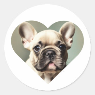 ICH LIEBE FRANZÖSISCH BULLDOGS! EIN FRANZÖSISCHER  RUNDER AUFKLEBER