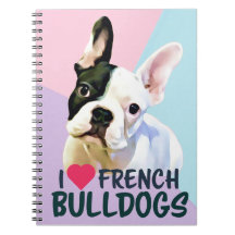 Ich liebe Französische Bulldoggen Rosa, Lila. Blau