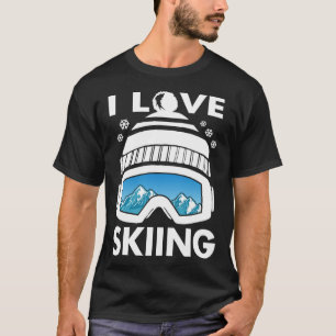 Ich liebe Freestyle-Skifahren Brille Skistöcke Sch T-Shirt