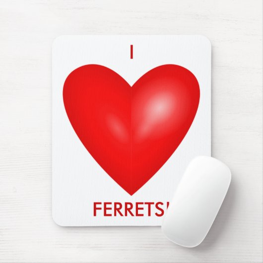 Ich liebe Frettchen mit rotem Herz vertikal Mousepad (Mit Mouse)