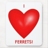 Ich liebe Frettchen mit rotem Herz vertikal Mousepad (Vorne)