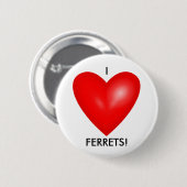 Ich liebe Frettchen mit rotem Herzen Button (Vorne & Hinten)