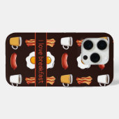 Ich liebe Frühstück, Essensmuster in Schwarz Case-Mate iPhone Hülle (Rückseite (Horizontal))