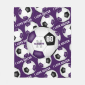 Ich Liebe Fußball-Textmuster lila schwarz Fleecedecke (Vorderseite)
