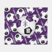 Ich Liebe Fußball-Textmuster lila schwarz Fleecedecke (Vorderseite (Horizontal))